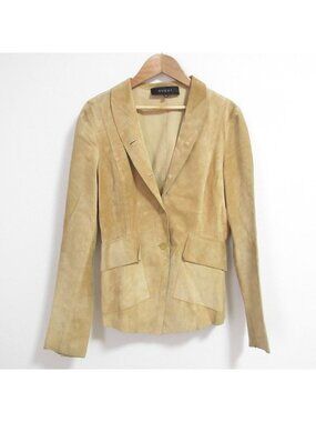 Gucci Era Suede Leather Jacket 44 Beige
